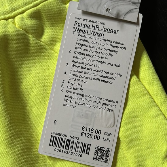 LULULEMON SCUBA HR JOGGER NEON WASH HIGHLIGHTER YELLOW (NGD3) SZ 6 NWT - Picture 6 of 7